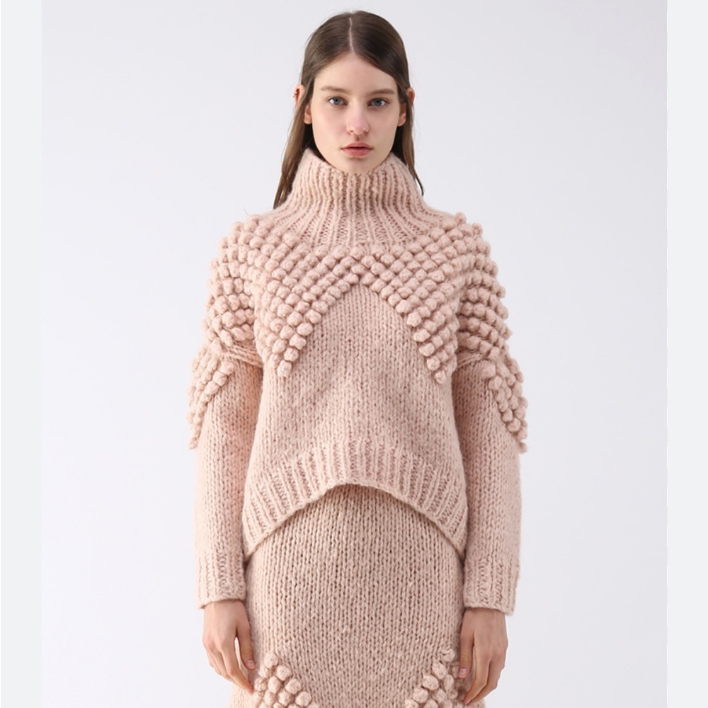 Chicwish AS PEPPY AS YOU ARE POM-POM TURTLENECK SWEATER wool Small - Picture 9 of 9